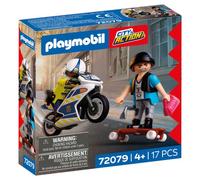 PLAYMOBIL City Action Inseguimento in moto della polizia | Agente di polizia insegue il ladro su longboard | Stimola la creatività | Giocattolo per bambini dai 4 anni in su | 72079
