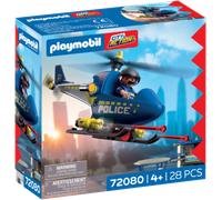 PLAYMOBIL City Action Elicottero della polizia | Con agente di polizia, rotori rotanti e funzione di sparo | Divertimento senza fine | Giocattolo per bambini dai 4 anni in su | 72080