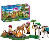PLAYMOBIL | I Love Horses | Escursione a cavallo con falò | Set da escursione con madre, figlia, cavallo, pony e falò elettronico | Per bambini dai 4 anni in su | 72132