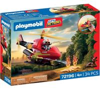 PLAYMOBIL | City Action | Elicottero dei pompieri | Elicottero di soccorso con funzione spruzzo d’acqua, pilota e accessori di salvataggio | Per bambini da 4 anni | 72196