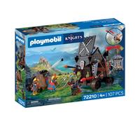 PLAYMOBIL | Knights | Torre d’assalto dei cavalieri del drago | Torre d’assedio con ariete, balista, gabbia e 4 cavalieri | Per bambini dai 4 anni in su | 72210