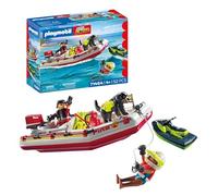 PLAYMOBIL Action Heroes 71464 Gommone dei Pompieri e acquascooter, Inclusi Maschere da Sub e Pinne, Giochi di Ruolo Divertenti, Giocattolo sostenibile per Bambini dai 4 Anni in su