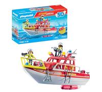 PLAYMOBIL Action Heroes 71598 Barca dei Vigili del Fuoco, missione di salvataggio sull'acqua, barca galleggiante con tetto removibile e accessori, giocattolo per bambini dai 4 anni in su
