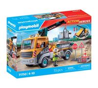 PLAYMOBIL | Action Heroes | Camion da Cantiere con Gru | Giocattolo da Costruzione per Bambini | Set da Cantiere | Giocattolo per Bambini dai 4 Anni | 71750