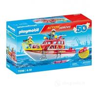 Playmobil anniversary 71598 barca dei vigili del fuoco - giocattolo per bambini dai 4 anni