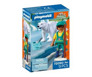 Playmobil Animals & Friends Polar Bear with Zookeeper - 9-Piece Arctic Enclosure