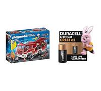 PLAYMOBIL Autopompa VF, luci/suoni, 4+ anni, 9464, & Duracell CR123 Litio 2 pz