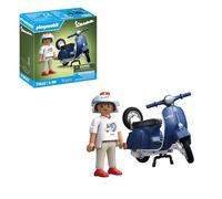 PLAYMOBIL Cars 71622 1969 Vespa 150 Sprint Veloce, blu, modello fedele per collezionisti e appassionati, comprende accessori versatili e ruota di ricambio removibile