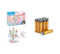 PLAYMOBIL Castello Arcobaleno, luci/accessori, 4+ anni, & Batterie AAA Alcaline Amazon Basics 12 pz, 10 anni