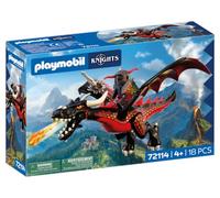 PLAYMOBIL | Cavalieri | Drago nero | Grande drago di fuoco con funzione di sparo e cavaliere | Giocattolo per bambini dai 4 anni in su | 72114
