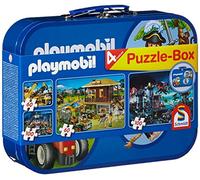 Schmidt - Puzzle 4v1 Playmobil contro plechovom kufríku - 100 Pezzi