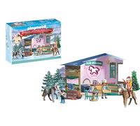 PLAYMOBIL Christmas Baking at the Riding Café Set da gioco con statuine, Calendario dell’Avvento Cavalli della cascata