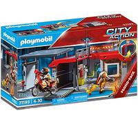 PLAYMOBIL City Action 71193 Stazione dei Vigili del Fuoco con Motocicletta, Valigetta Apribile E Trasportabile con Manico, Giocattolo da Viaggio, Giocattolo per Bambini dai 4 Anni in su