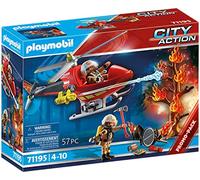 Playmobil city action 71195 elicottero dei vigili del fuoco, giocattolo per bambini dai 4 anni in su