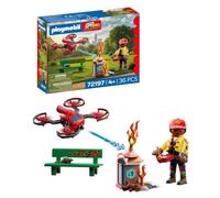 PLAYMOBIL | City Action | Drone antincendio | Drone high-tech con proiettili d’acqua, pilota e accessori antincendio | Per bambini da 4 anni | 72197