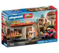 PLAYMOBIL | City Action | Quad dei pompieri con chiosco burger | Quad compatto con spruzzo d’acqua, chiosco in fiamme e accessori | Per bambini da 4 anni | 72195