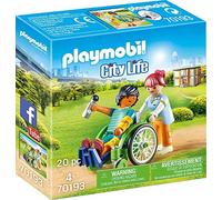 Paziente dell'ospedale cittadino di Playmobil su sedia a rotelle