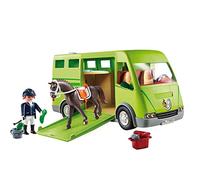 PLAYMOBIL Country 6928, Furgone per Il Trasporto dei Cavalli con Holsteiner e Cavaliere con Divisa da addestramento, dai 5 Anni