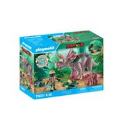 PLAYMOBIL | Dinos | Triceratopo con cucciolo | Set di gioco con dinosauri | Figure di animali | Giocattolo avventuroso | Per bambini dai 4 anni in su | 71821