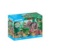 PLAYMOBIL | Dinos | Triceratopo con cucciolo | Set di gioco con dinosauri | Figure di animali | Giocattolo avventuroso | Per bambini dai 4 anni in su | 71821