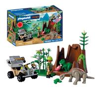 PLAYMOBIL | Dinos | Dinosauri Hideout | Dino Explorer con Quad, Baby T-Rex e Baby Brachiosaurus | Giocattolo per bambini dai 4 anni in su | 72069