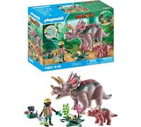 PLAYMOBIL | Dinos | Triceratopo con cucciolo | Set di gioco con dinosauri | Figure di animali | Giocattolo avventuroso | Per bambini dai 4 anni in su | 71821