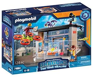PLAYMOBIL DreamWorks Dragons 71084 Dragons, The Nine Realms, Icaris Lab, Personaggio di Dragons, Drago Giocattolo e Drone con Funzione di Sparo, Giocattolo per Bambini dai 4 Anni in su