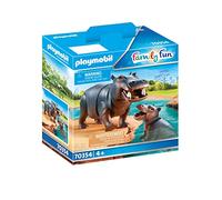PLAYMOBIL Family Fun 70354, Ippopotamo con Cucciolo, dai 4 Anni