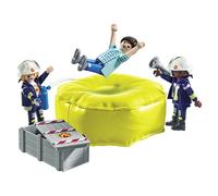 PLAYMOBIL Action Heroes 71465 Materasso di Salvataggio dei Pompieri, con caschi, Un megafono e Un estintore, Giochi di Ruolo Divertenti, Giocattolo sostenibile per Bambini dai 4 Anni in su