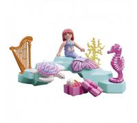 PLAYMOBIL | Fantasia e magia | Sirena con regalo | Set di matrimonio sottomarino con arpa, anello e creature marine | Giocattolo per bambini dai 4 anni in su | 72107