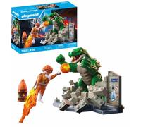PLAYMOBIL Hero Showdown with Giant Lizard Set da gioco con statuine, Sfida eroica con lucertola gigante