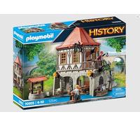 PLAYMOBIL History 70955, museo medievale, 125 pezzi, dai 4 anni in su, con 2 personaggi e accessori: disco da ceramica, ruota da spinning, telaio e molto altro ancora, giocattolo da costruzione,