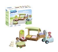 Playmobil Junior 71691 Stazione e carrello elevatore ecologici, giocattolo sostenibile realizzato con plastica di origine vegetale, età 1+
