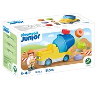 PLAYMOBIL | JUNIOR | Betoniera | Veicolo da cantiere colorato con tamburo rimovibile e mattoncini a incastro | Per bambini da 1 anni | 72083