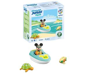 PLAYMOBIL Junior & Disney 71707 Topolino in Vacanza, Che Include Una Barca Gonfiabile, Giocattolo sostenibile Realizzato in plastica a Base vegetale, Giocattolo per Bambini dai 12 Mesi in su