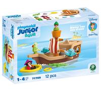 PLAYMOBIL Junior & Disney Peter Pans Pirate Ship, Giocattolo sostenibile da 1 anno in su, Regalo per i più piccoli, Promuove le abilità motorie e il gioco di ruolo, Nave pirata con figurine