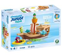 PLAYMOBIL Junior & Disney Peter Pans Pirate Ship, Giocattolo sostenibile da 1 anno in su, Regalo per i più piccoli, Promuove le abilità motorie e il gioco di ruolo, Nave pirata con figurine