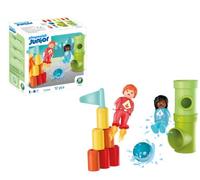 PLAYMOBIL | JUNIOR | JUNIOR: Azione da supereroi | Set di costruzione con donna dell’acqua, uomo del fuoco, torri ed elementi per percorso delle biglie | Dai 1 anni | 72085