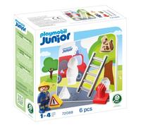 PLAYMOBIL | JUNIOR | Puzzle dei pompieri | Puzzle in legno con pompiere, gatto e accessori | Per bambini da 1 anni | 72088