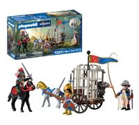 PLAYMOBIL | Knights | Rapimento del drago | Carrozza con gabbia, cucciolo di drago, cavalieri, cavalli e set di armi | Per bambini dai 4 anni in su | 72211