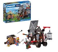 PLAYMOBIL | Knights | Torre d’assalto dei cavalieri del drago | Torre d’assedio con ariete, balista, gabbia e 4 cavalieri | Per bambini dai 4 anni in su | 72210
