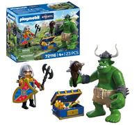PLAYMOBIL | Knights | Troll con tesoro del leone | Troll con mazzetta mobile e scrigno del tesoro | Giocattoli per bambini dai 4 anni in su, 72116