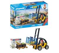 PLAYMOBIL myLife Promo Pack 71528 Carrello elevatore, Lavoro logistico emozionante al Porto, Inclusi Pallet e numerosi Articoli di Magazzino, Giocattolo per Bambini dai 4 Anni in su