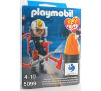 Playmobil Play n Give 5099 Fireman Figure Axe Flame Exclusive NUOVO DA...