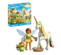 PLAYMOBIL Rainbow Blossom Collectible Unicorn with Fairy Set da gioco con statuine, Unicorno arcobaleno da collezione con fata