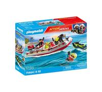 PLAYMOBIL Action Heroes 71464 Gommone dei Pompieri e acquascooter, Inclusi Maschere da Sub e Pinne, Giochi di Ruolo Divertenti, Giocattolo sostenibile per Bambini dai 4 Anni in su