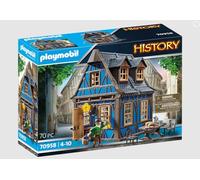 PLAYMOBIL History 70958 - Casa medievale, 70 pezzi, dai 4 anni in su, con personaggio e arredamento: sedie, tavolo, cassettiera, letto e molto altro ancora, giocattolo da costruzione, giocattolo da