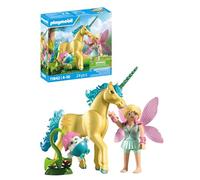 PLAYMOBIL Sunshine Bloom Collectible Unicorn with Fairy Set da gioco con statuine, Unicorno sole da collezione con fata