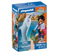 Playmobil | Zoo | Allenatore di delfini con delfino | Set da gioco da 8 pezzi con figura, accessori e delfino snodabile | Giocattolo di ruolo fantasioso per bambini dai 4 anni in su |72091
