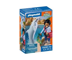 Playmobil Zoo Set 72091 Figurina Visitatore e Delfino Multicolore - Nouvo